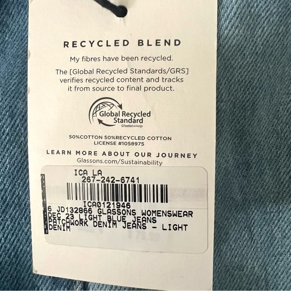 GLASSON Patchwork Mid Rise Denim Jean Sz 6 - Picture 5 of 11